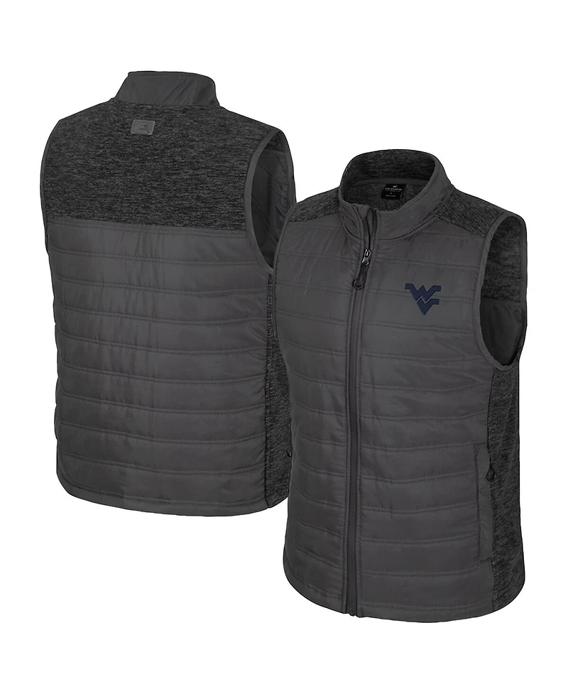 Colosseum Men's Charcoal West Virginia Mountaineers Nightman Full-Zip Puffer Vest