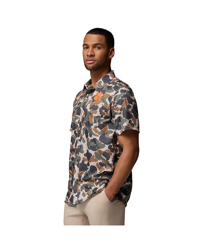 Columbia Men's Camo Clemson Tigers Super Slack Tide Omni-Wick Button-Up Shirt