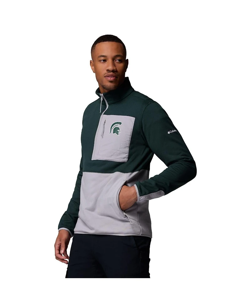 Columbia Men's Green/Gray Michigan State Spartans Hike Omni-Wick Half-Zip Pullover Sweatshirt