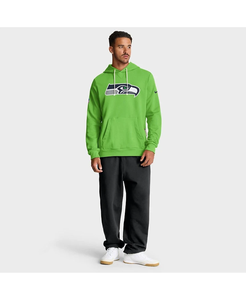 Nike Men's Neon Green Seattle Seahawks Sideline Standard Issue Initial Home Dri-fit Hoodie