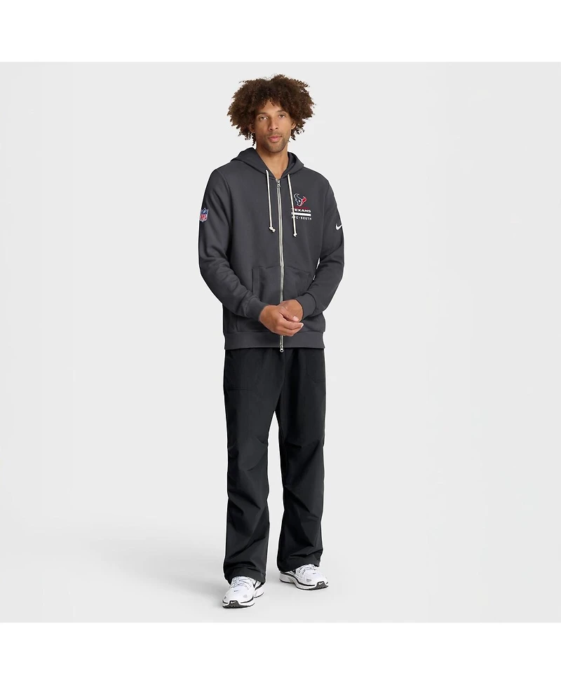 Nike Men's Anthracite Houston Texans Sideline Standard Issue Utility Player Dri-fit Full-Zip Hoodie