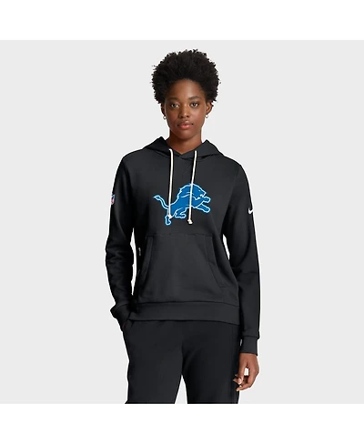 Nike Women's Black Detroit Lions Throwback Sideline Standard Issue Dri-fit Hoodie