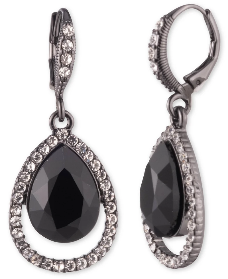 Givenchy Rhodium Emerald Silver-Tone Pear Drop Earrings