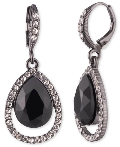 Givenchy Rhodium Emerald Silver-Tone Pear Drop Earrings