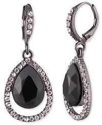 Givenchy Rhodium Emerald Silver-Tone Pear Drop Earrings