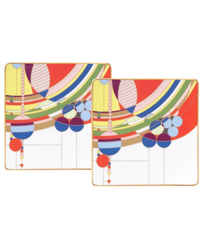 Noritake Frank Lloyd Wright March Balloons Square Plates, Set of 2