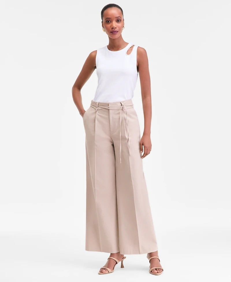 I.n.c. International Concepts Women's High-Rise Belted Wide-Leg Pants, Macy's Exclusive