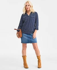 Style & Co Petite Shirting Prima Pinstripe Relaxed-Fit Top, Macy's Exclusive