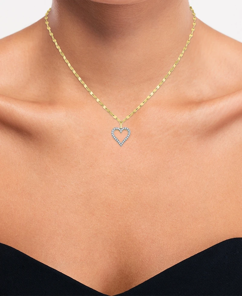Macy's Diamond Pendant Necklace (1/10 ct. t.w.) in 14k Yellow Gold Over Sterling Silver
