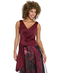 Muse Women's Asymmetrical Pleated V-Neck Top