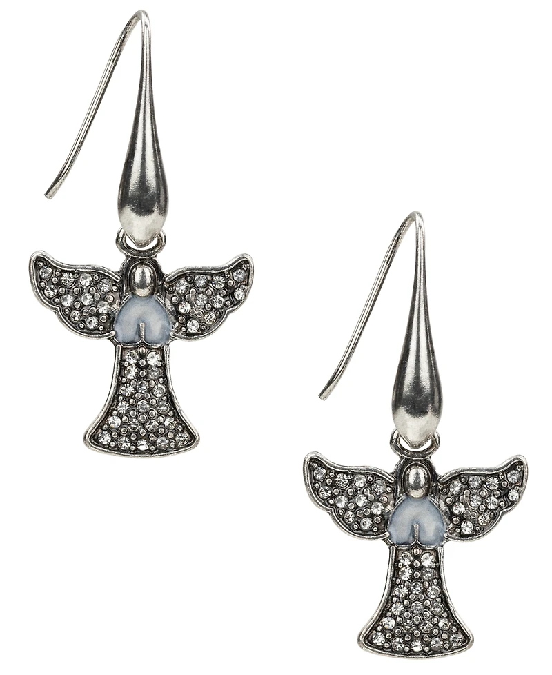 Patricia Nash Glass Stone Silver-Tone Angel Drop Earrings