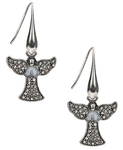 Patricia Nash Glass Stone Silver-Tone Angel Drop Earrings
