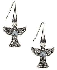 Patricia Nash Glass Stone Silver-Tone Angel Drop Earrings