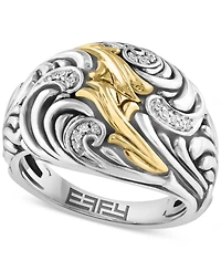 Effy Collection Diamond Ring (1/20 ct. t.w.) in Sterling Silver and 14K Yellow Gold