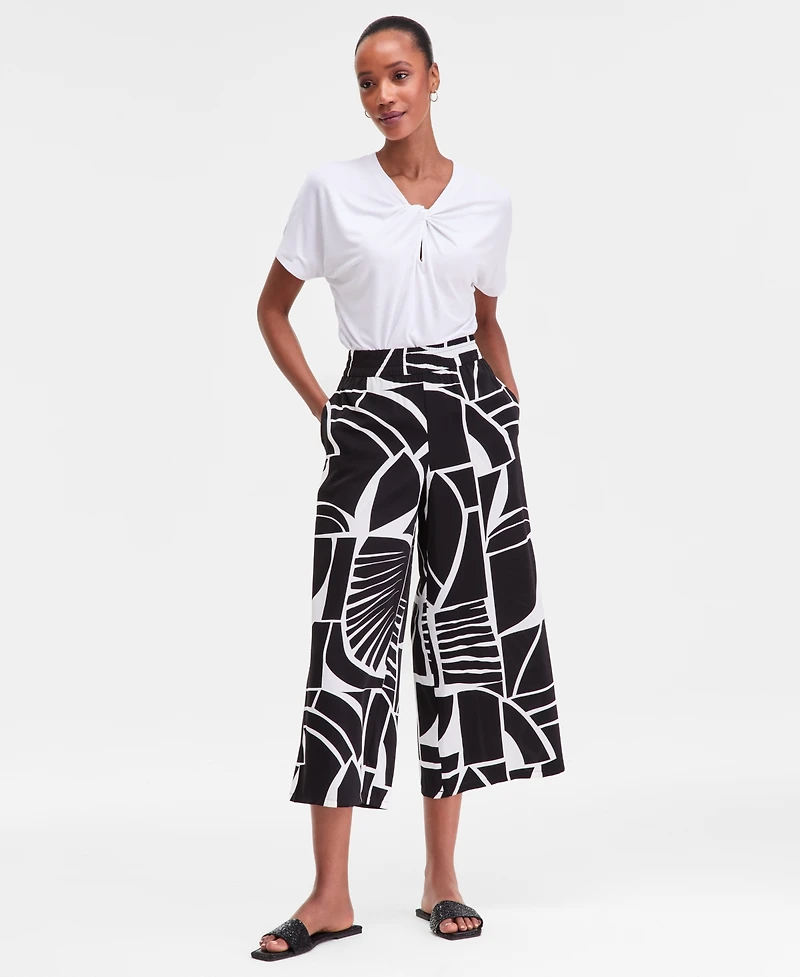 I.n.c. International Concepts Women's Printed Pull-On Wide-Leg Pants, Macy's Exclusive