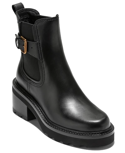 Cole Haan Women's Shibley Almond Toe Lug Buckle Booties