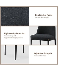 Morden Fort Minimalist 3-Piece Faux Marble Round Table with Black Boucle Armless Chair Dining Room Set for Kitchen