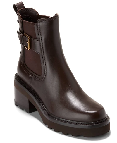 Cole Haan Women's Shibley Almond Toe Lug Buckle Booties