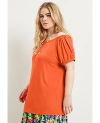 June + Vie Women's Puff Sleeve Off-The-Shoulder Top