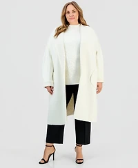 Anne Klein Plus Front Pocket Long Cardigan