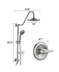 Rainsken Brushed Nickel Bathroom Shower Head and Handheld Showerhead Combo Shower System, 8 inch Top Shower and 5 Jets Handheld Shower