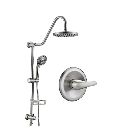 Rainsken Brushed Nickel Bathroom Shower Head and Handheld Showerhead Combo Shower System, 8 inch Top Shower and 5 Jets Handheld Shower