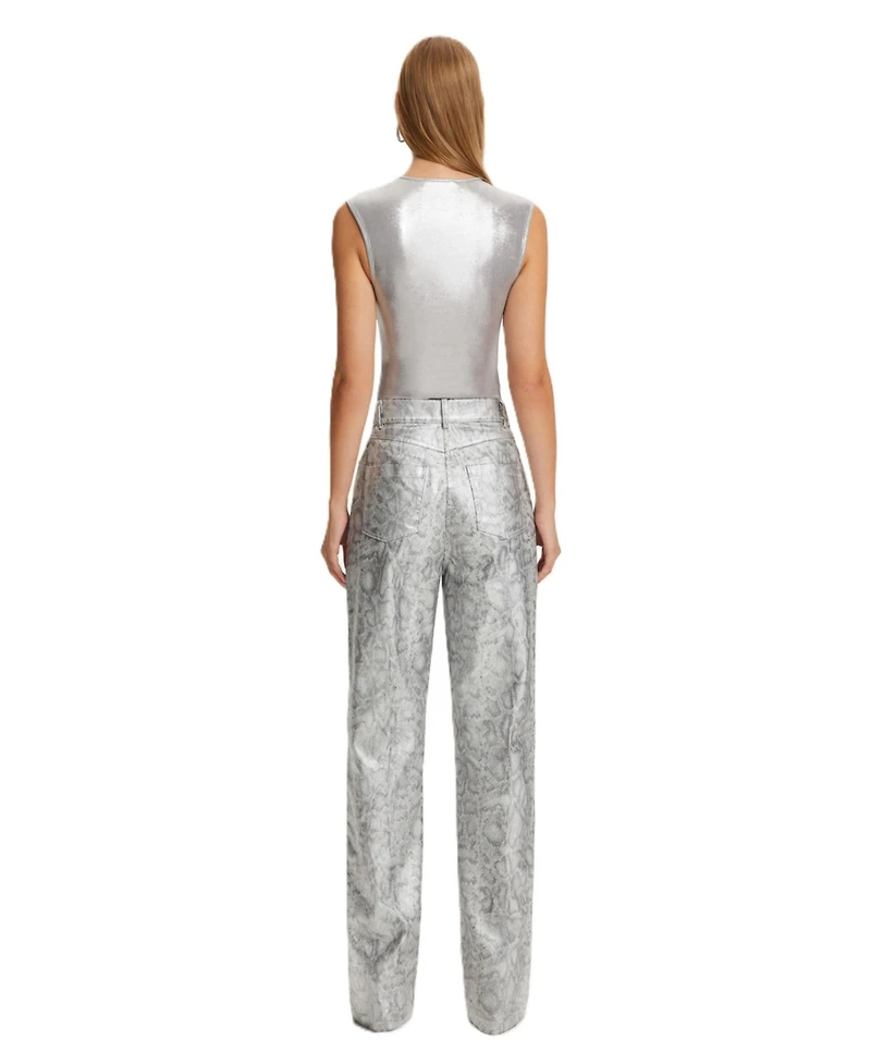Nocturne Women's Silver Snake Print Pants