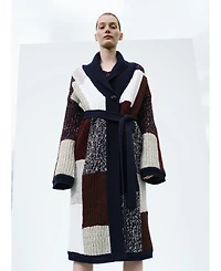 Labeca London Us Women's Labeca London Vivienne Colour Block Wool Midi Robe Cardigan