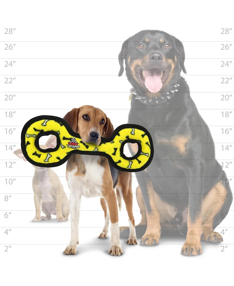 Tuffy Medium Tug-o-War Yellow Bone, Durable Plush Squeaky Dog Toy
