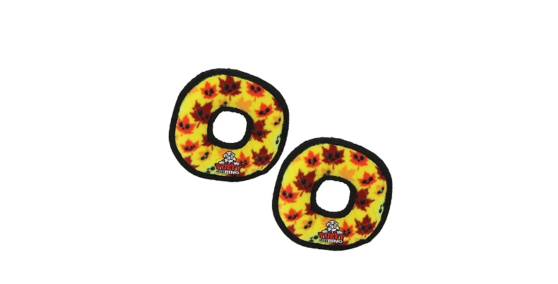 Tuffy Holiday Jr Ring Leaves 2 Pack , Durable Plush Squeaky Dog Toy
