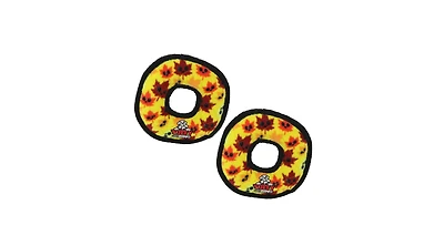 Tuffy Holiday Jr Ring Leaves 2 Pack , Durable Plush Squeaky Dog Toy