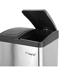 Elama 2 Section 15 Liter/ 4 Gallon Each Section Trash and Recycling Step Bin in Matte Silver