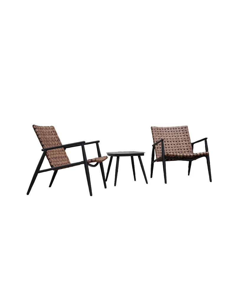All-Aluminum Detachable Wide Wicker Frog Chair Set - 3 Pieces