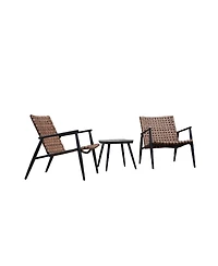 All-Aluminum Detachable Wide Wicker Frog Chair Set - 3 Pieces