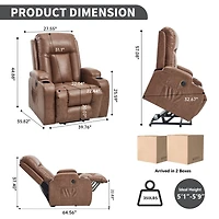 Pu Infinite Position Up to 350 Lbs Power Lift Recliner Chair for Elderly, Heavy Duty Motion Mechanism with 8-Point Vibration Massage