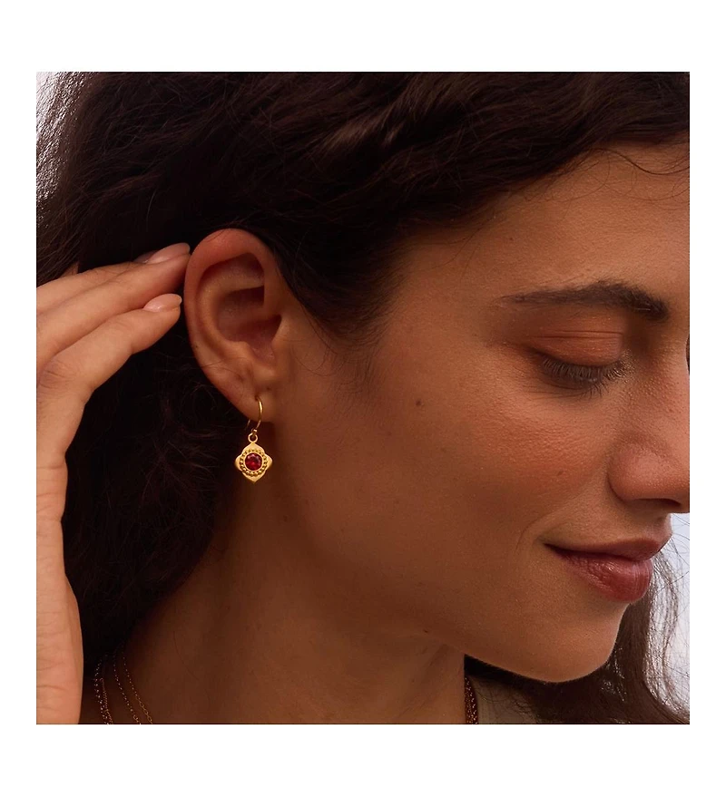 Satya Jewelry Strong Heart Garnet Drop Earrings