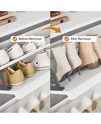 Shoe Cabinet with 4 Flip Drawers, Wooden Shoe Organizer Cabinet with Adjustable Shelf, Shoe Storage for Entryway, White