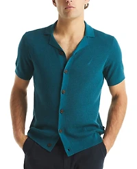 Nautica Men's Short Sleeve Button-Front Camp Sweater