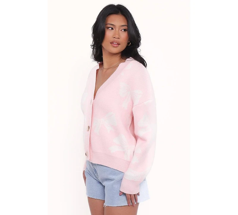 Petal and Pup Women's Wrenn Bow Knit Cardigan - Soft Pink