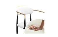 Morden Fort Modern Faux Marble Dining Set With 47" Round Table And 2 Boucle Armchairs for Dining Room Kitchen