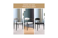Modern Faux Marble Dining Room Set With 47" Round Table And 4 Boucle Armchairs for Kitchen Dinner