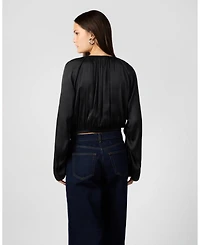 WeWoreWhat Women's Cocoon Sleeve Front Tie Top