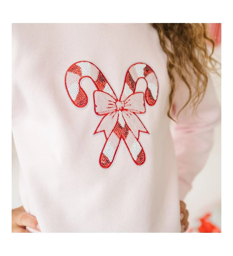 Sweet Wink Baby Girls Candy Cane Patch Christmas Sweatshirt