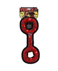 Tuffy Medium Tug-o-War Red Paw, Durable Plush Squeaky Dog Toy