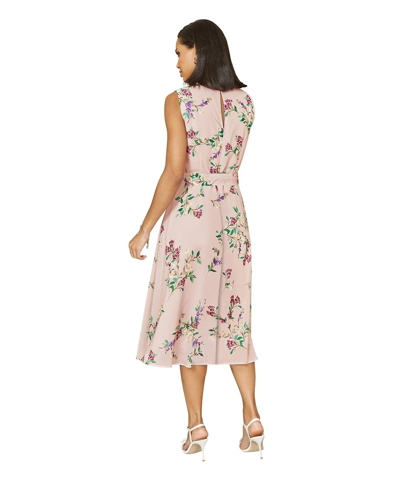 Yumi Women's Floral Print Midi Skater Dress