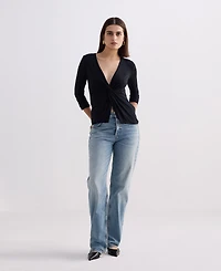 Reistor Women's Twist Front Knit Shirt Black