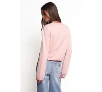 Petal and Pup Women's Payton Scallop Cardigan - Pink Red Xl
