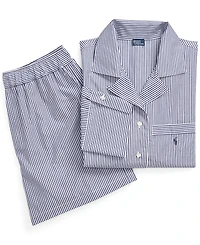 Polo Ralph Lauren Women's 2-Piece Cropped Shirt and Boxer Shorts Pajama Set