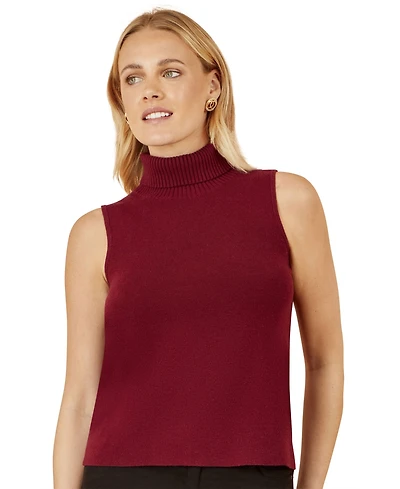 Yumi Women's High Neck Knitted Sleeveless Sweater