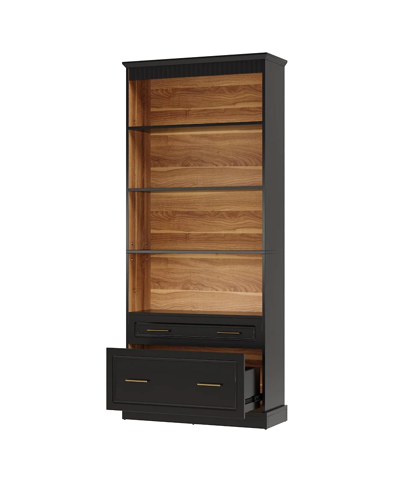 Tribesigns 5-Shelf Kitchen Pantry Cabinet with Drawers, 72" Tall Freestanding Pantry Organizer,5-Shelf Bookcase